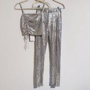 WAYF - Silver Coord Sequins Set